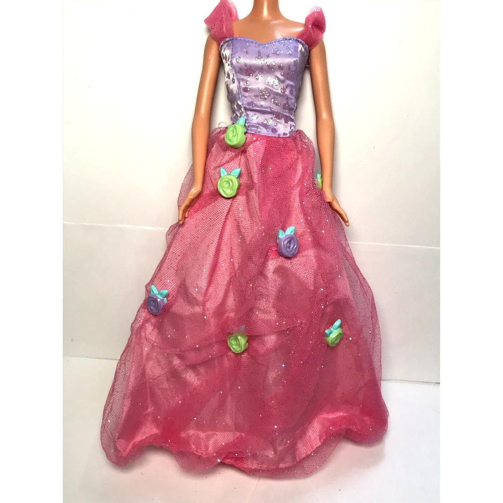 Barbie Doll Clothing 2003 Happy Birthday Pink & Purple Mesh Skirt Roses Dress